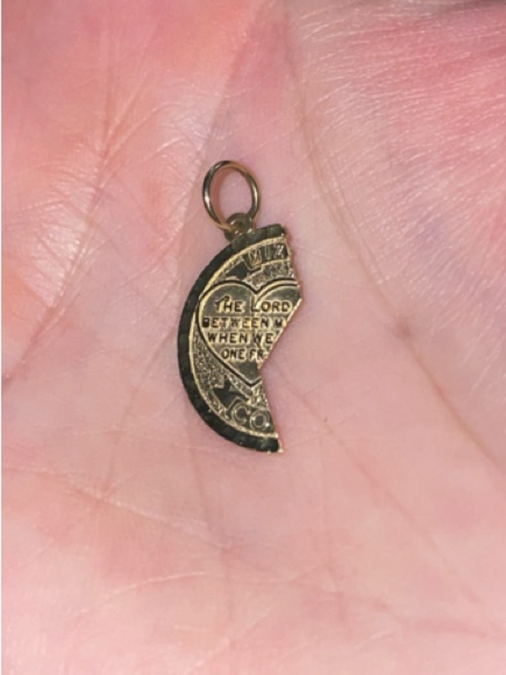 14k gold stamped half Crescent Heart Pendant Charm - Women Jewelry